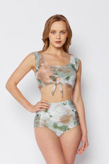Women's High Waist Two-Piece Bikini Swimsuit - Dream Brown