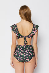 Women's High Waist Two-Piece Bikini Swimsuit - Rose Black