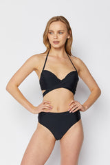 Women's High Waist Two-Piece Bikini Swimsuit - Black