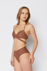Women's High Waist Two-Piece Bikini Swimsuit - Mocha