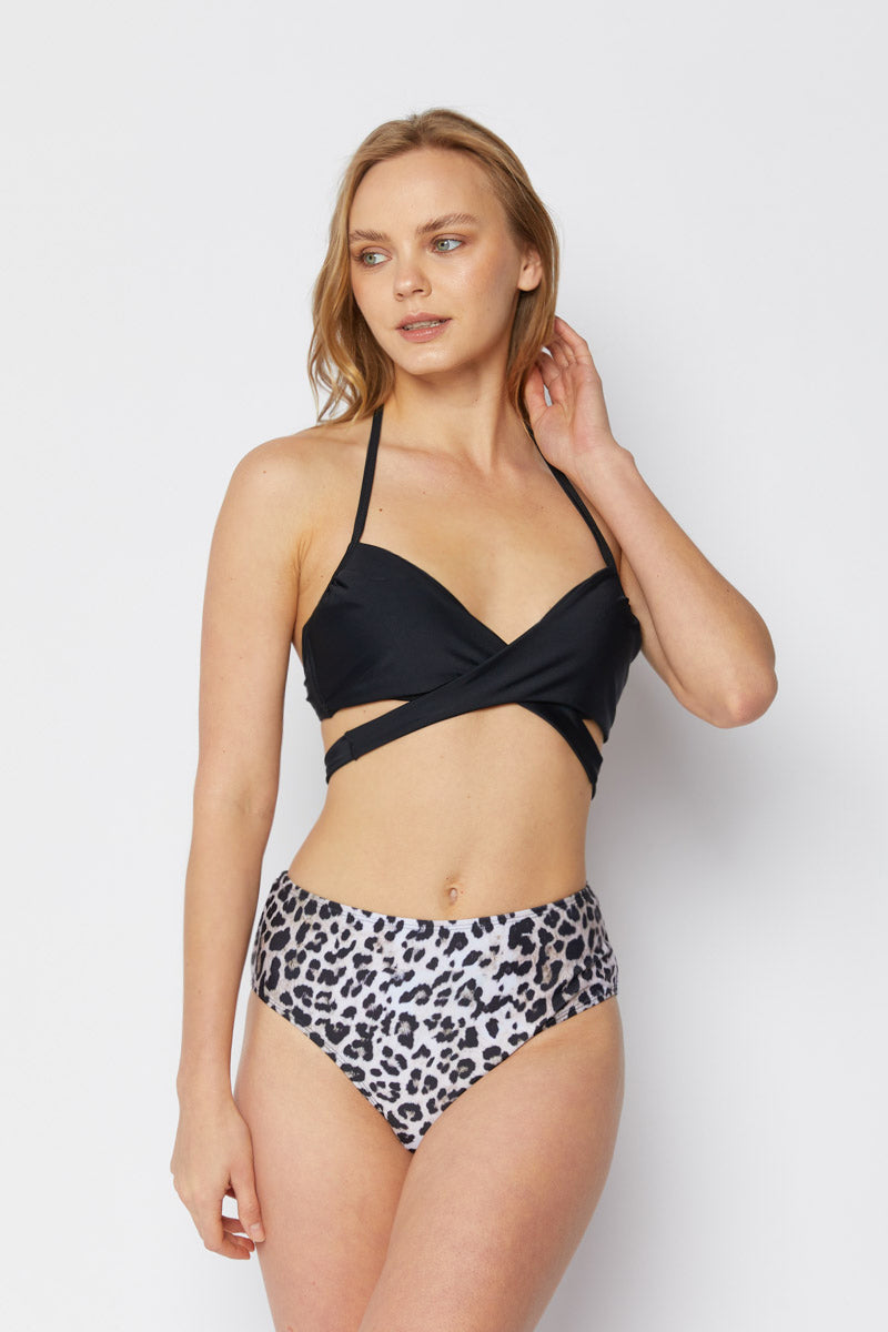 Women's High Waist Two-Piece Swimsuit - Leopard