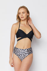 Women's High Waist Two-Piece Swimsuit - Leopard