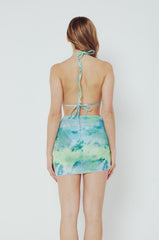Women's Three-Piece Bikini Swimsuit with Skirt Cover-Up - GREEN SUMMER