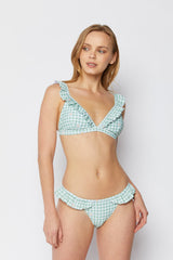 Women's Two-Piece Bikini Swimsuit - Gingham Daisy Lime