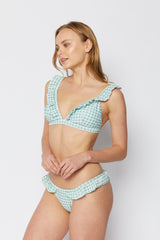 Women's Two-Piece Bikini Swimsuit - Gingham Daisy Lime