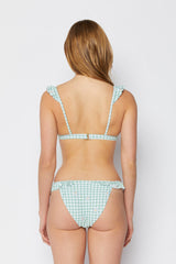 Women's Two-Piece Bikini Swimsuit - Gingham Daisy Lime