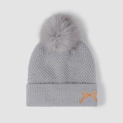 Women's Thermal Bow Knit Hat with Pompom