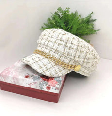 Women's Vintage Navy Tweed Octagonal Hat