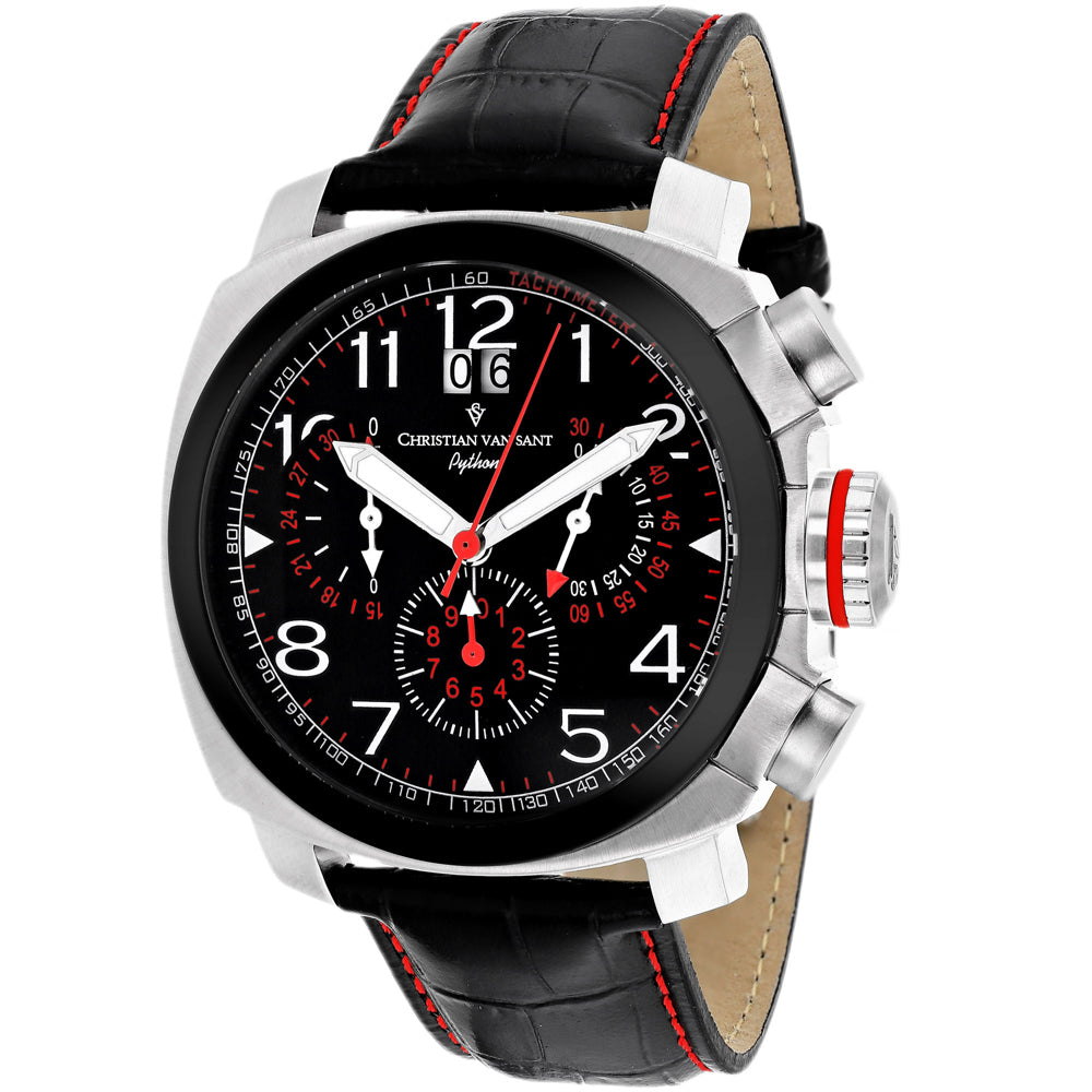 Christian Van Sant Men's Grand Python - Black Dial/Strap, Silver Case - 100m