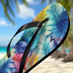 Unisex Tropical Leafy Pattern 🌴 Beachy Feet Flip-Flops 🩴