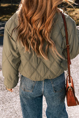 Women's Teddy Collar Flap Pockets Quilted Puffer Jacket
