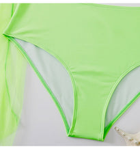 Women's Plus Size High-Waisted Bikini Swimsuit with Gauze Skirt