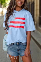 Women's USA Flag Bow Graphic Crewneck T-Shirt
