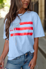Women's USA Flag Bow Graphic Crewneck T-Shirt