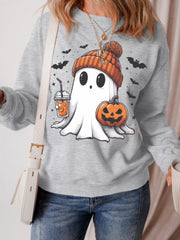 HALLOWEEN Women's Ghost Round Neck Sweatshirt