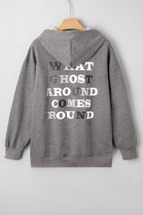 HALLOWEEN Women's Cute Ghost Print Mineral Wash Oversize Hoodie