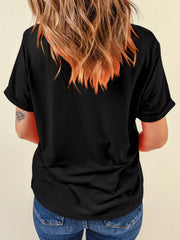 HALLOWEEN Women's Ghost & Bow Graphic Short Sleeve T-Shirt
