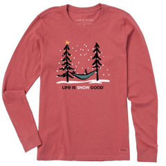 Women's Life Is Good Crusher 'Life Is Snow Good' Hammock Long Sleeve T-Shirt CHRISTMAS