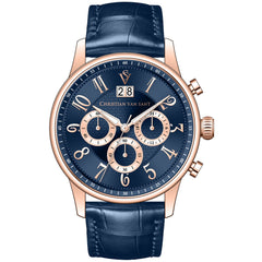 Christian Van Sant Men's Heritage - Blue Dial/Strap, Rose Gold Case - 50m