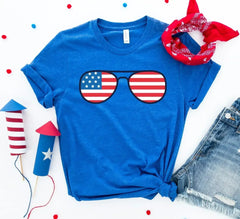 Unisex American Flag Sunglasses T-Shirt