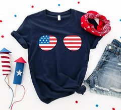 Unisex American Flag Sunglasses T-Shirt