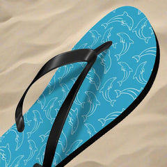 Unisex Turquoise Dolphin Pattern 🐬 Beach Flips