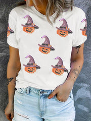 HALLOWEEN Women's Sequin Pumpkin Witch T-Shirt