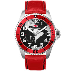 Seapro Men's Voyager - Black Dial, Red Strap - 200m