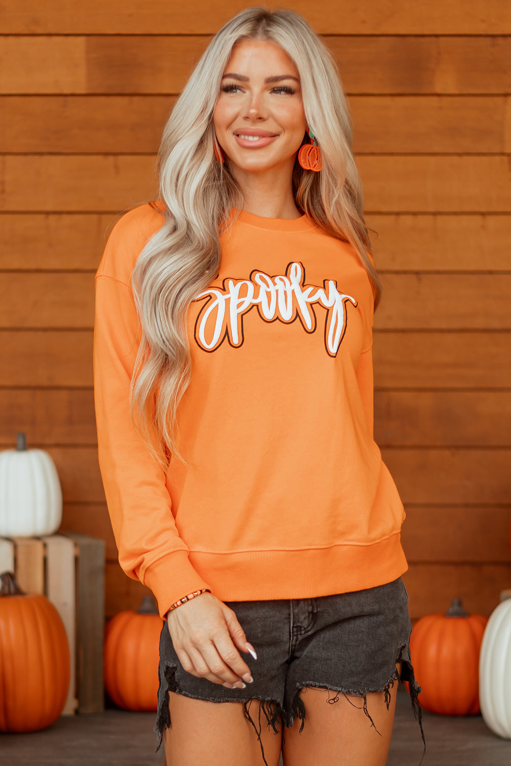 HALLOWEEN Women's 'Spooky' Graphic Halloween Crew Neck Holiday Sweatshirt