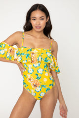 Women's Ruffled One-Piece Swimsuit - Bramble Yellow