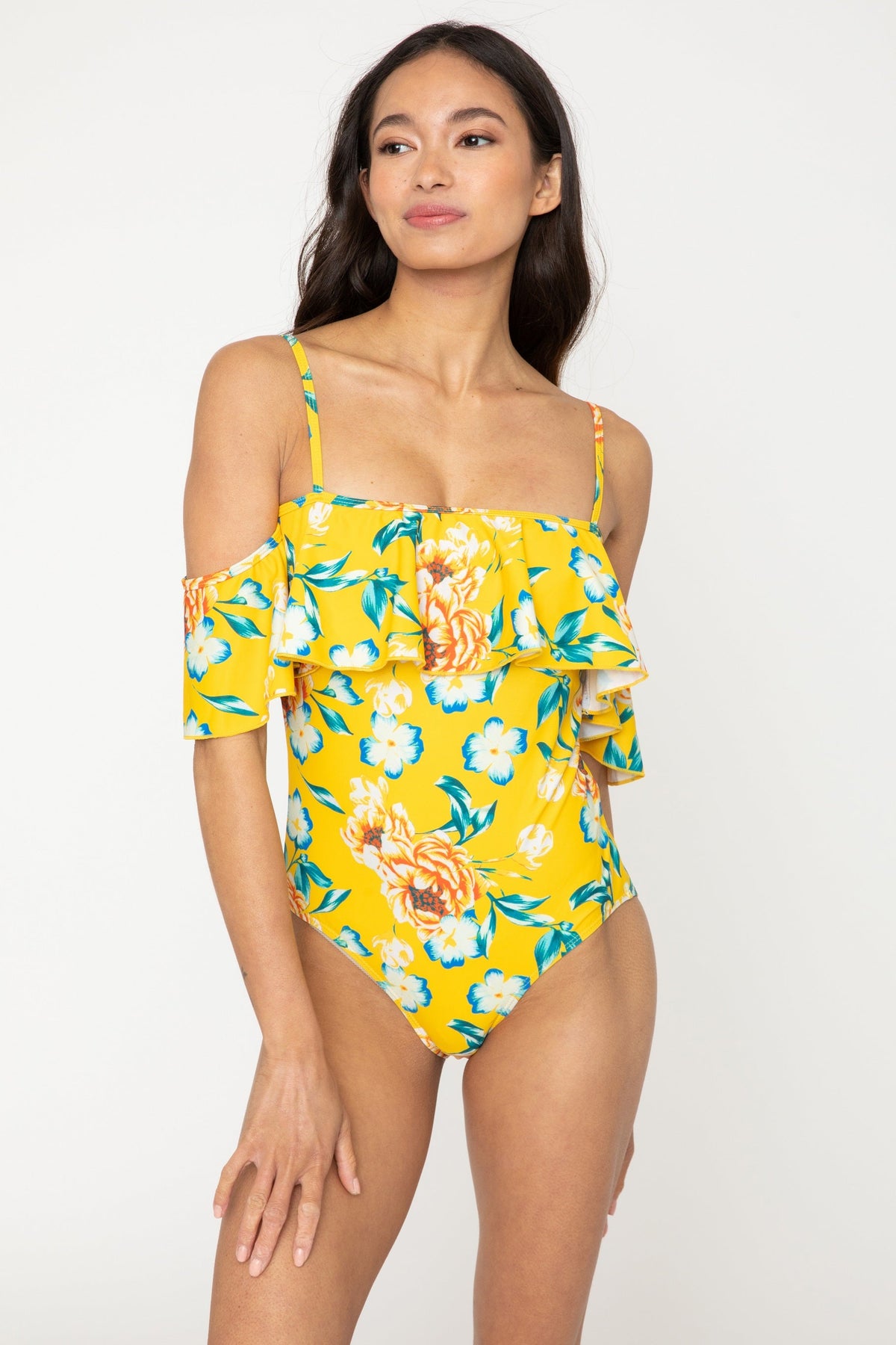 Women's Ruffled One-Piece Swimsuit - Bramble Yellow