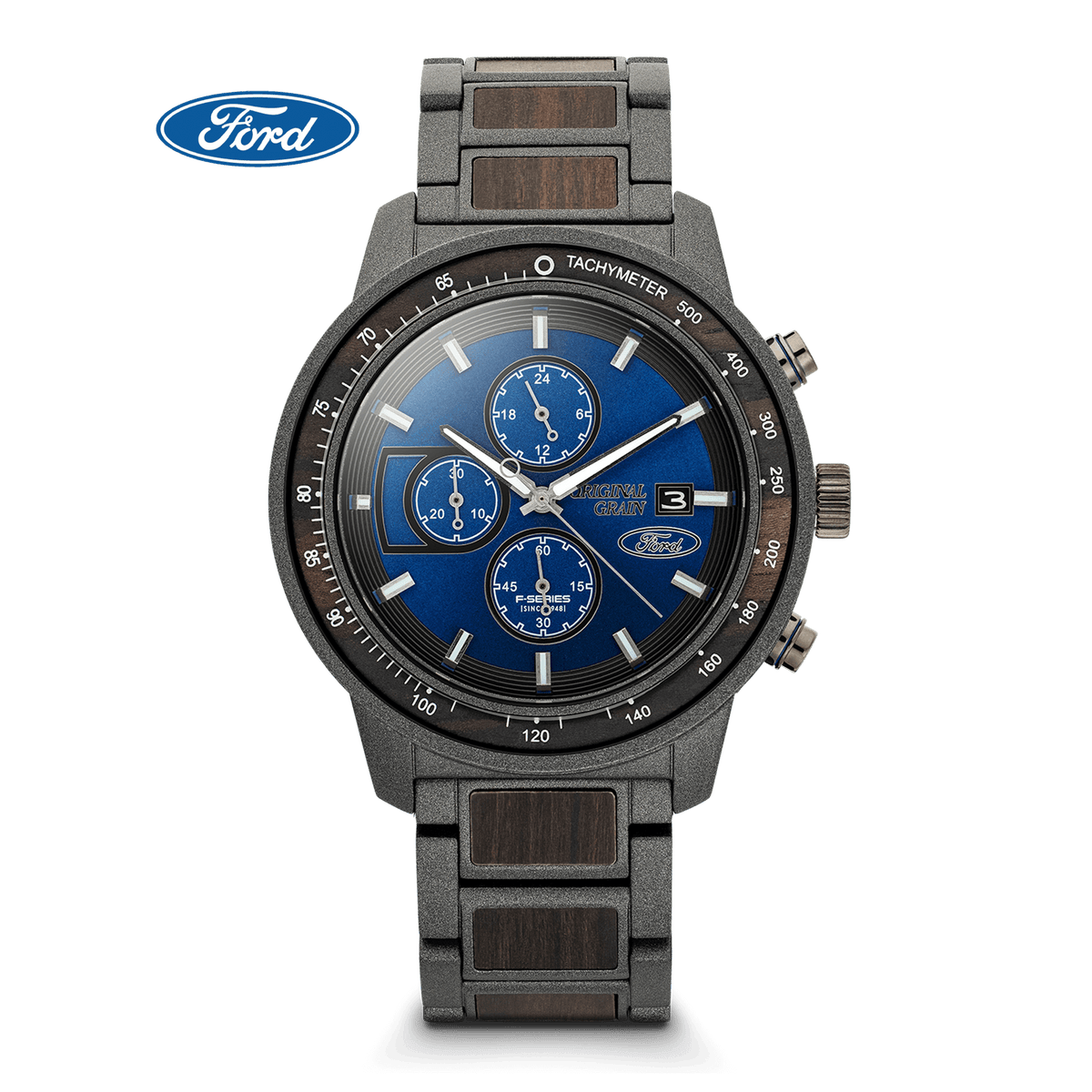 Original Grain Men's Ford.com Barrel Chrono 45mm - Blue Dial