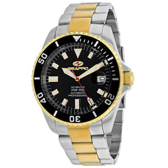 Seapro Men's Scuba 200 - Black Dial, Silver Case, Silver/Gold Bracelet - 200m