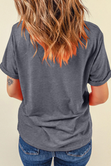 Women's USA Flag Pattern Sunflower Graphic Crew Neck T-Shirt