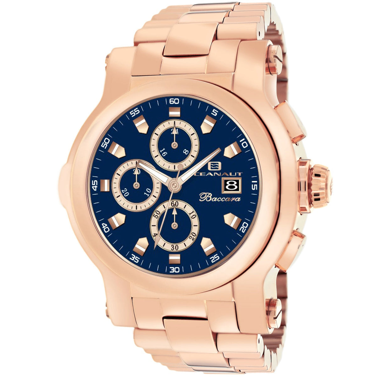 Oceanaut Men's Baccara XL - Navy Blue Dial, Rose Gold Bracelet - 50m