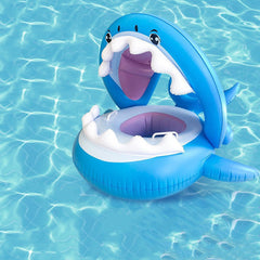 Inflatable Shark Swimming Ring For Kids with Awning