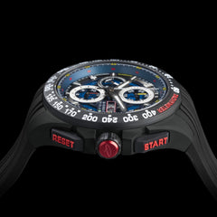 Giorgio Piola Design Men's G5 Delta Automatic Titanium Swiss Sport Chrono Watch (Black PVD Coating) - Blue Dial, Black Strap/Case - 100m