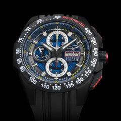 Giorgio Piola Design Men's G5 Delta Automatic Titanium Swiss Sport Chrono Watch (Black PVD Coating) - Blue Dial, Black Strap/Case - 100m