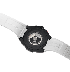 Giorgio Piola Design Men's G5 Delta Automatic Titanium Swiss Sport Chrono Watch (Black PVD Coating) - Black Dial, White Strap - 100m