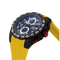 Giorgio Piola Design Men's G5 Delta Automatic Titanium Swiss Sport Chrono Watch (Black PVD Coating) - Black Dial, Yellow Strap - 100m