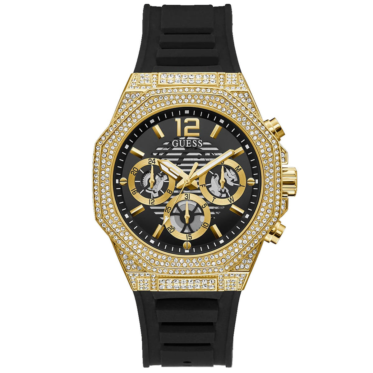 Guess Men's Momentum Black Gold Tone Multi-function - 50m