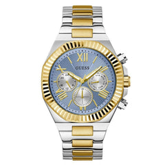 Guess Men's Equity - Blue Dial, Silver/Gold Bracelet - 50m