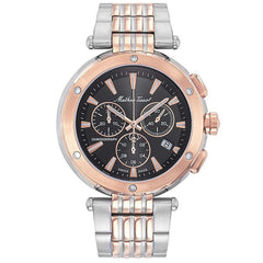 Mathey-Tissot Men's Neptune Chrono - Black Dial, Silver/Rose Gold Bracelet - 50m