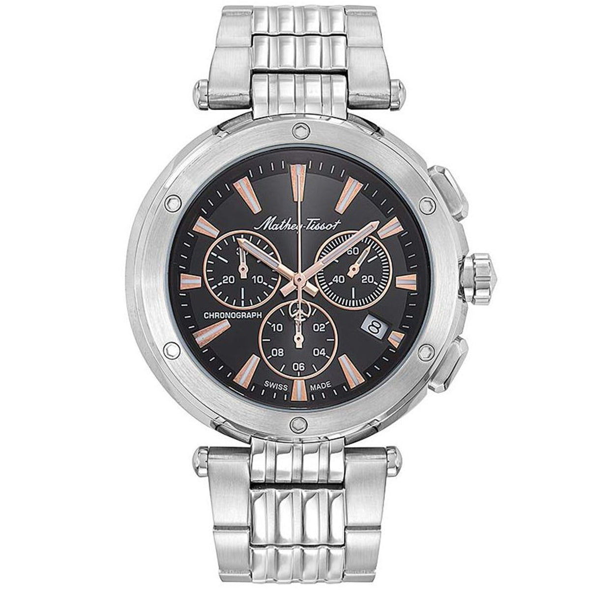 Mathey-Tissot Men's Neptune Chrono - Black Dial, Silver Bracelet - 50m