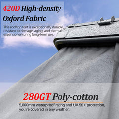 Ridge Heavy-Duty Aluminum Hard-Shell Rooftop Tent with Ladder, LED Lighting, and Memory Foam Mattress