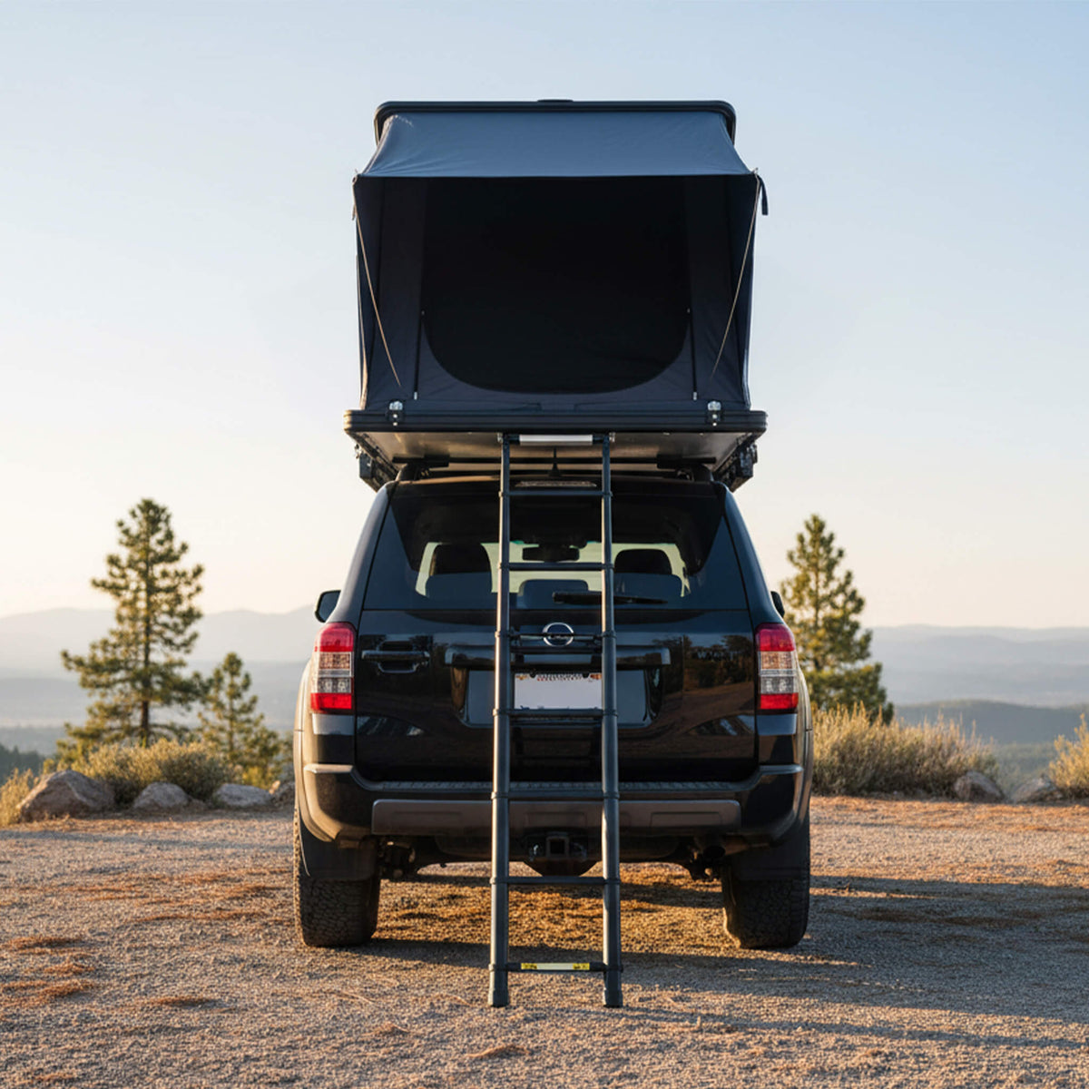 Ridge Heavy-Duty Aluminum Hard-Shell Rooftop Tent with Ladder, LED Lighting, and Memory Foam Mattress