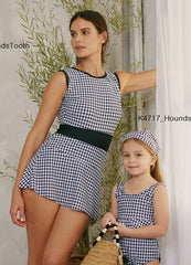Girl's Two-Piece Tankini Swimsuit - Houndstooth