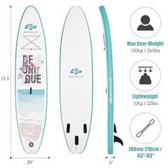 10.5-11 Foot Inflatable Stand Up Paddle Board with Aluminum Paddle & Pump