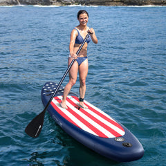 10 Foot Inflatable Paddle Board, Americana, with Removable Fin and Backpack
