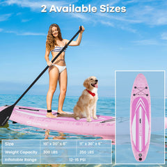 10-11 Foot Inflatable Stand Up Paddle Board with Accessories, 3 Fins, Backpack